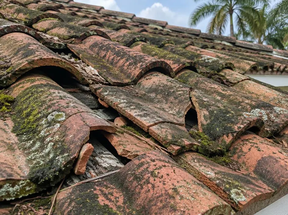 Before: clay tile roof
