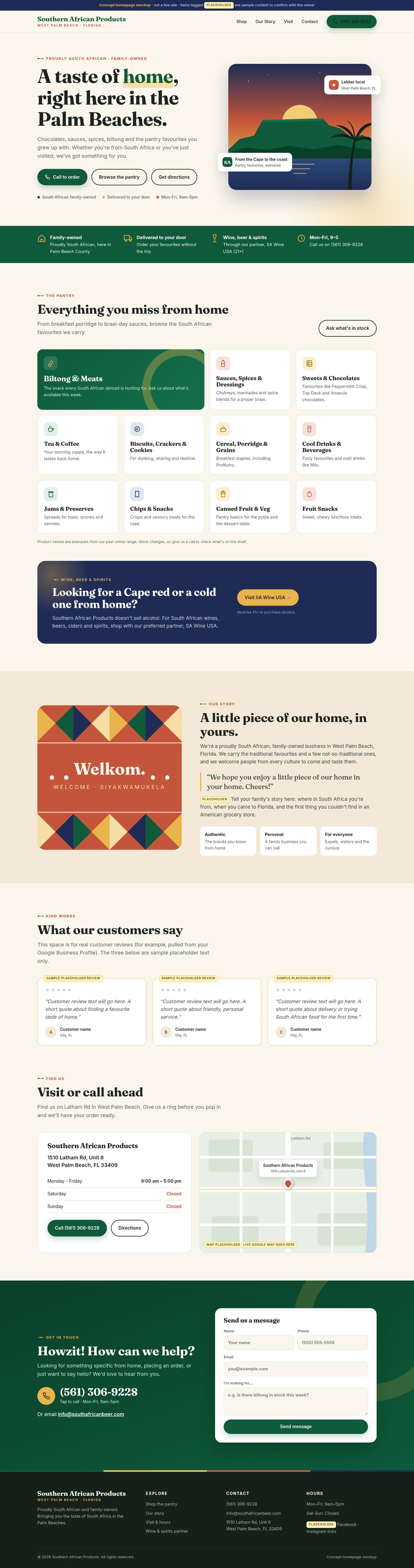 Full-length desktop design of the Southern African Products concept